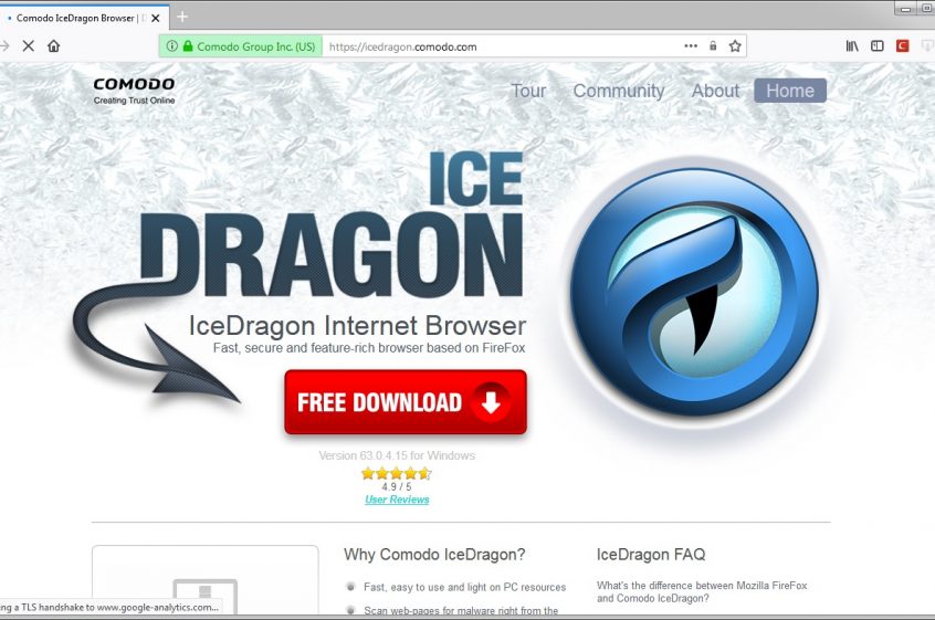 Анонимный браузер для компьютера/ноутбука Comodo Dragon / Ice Dragon